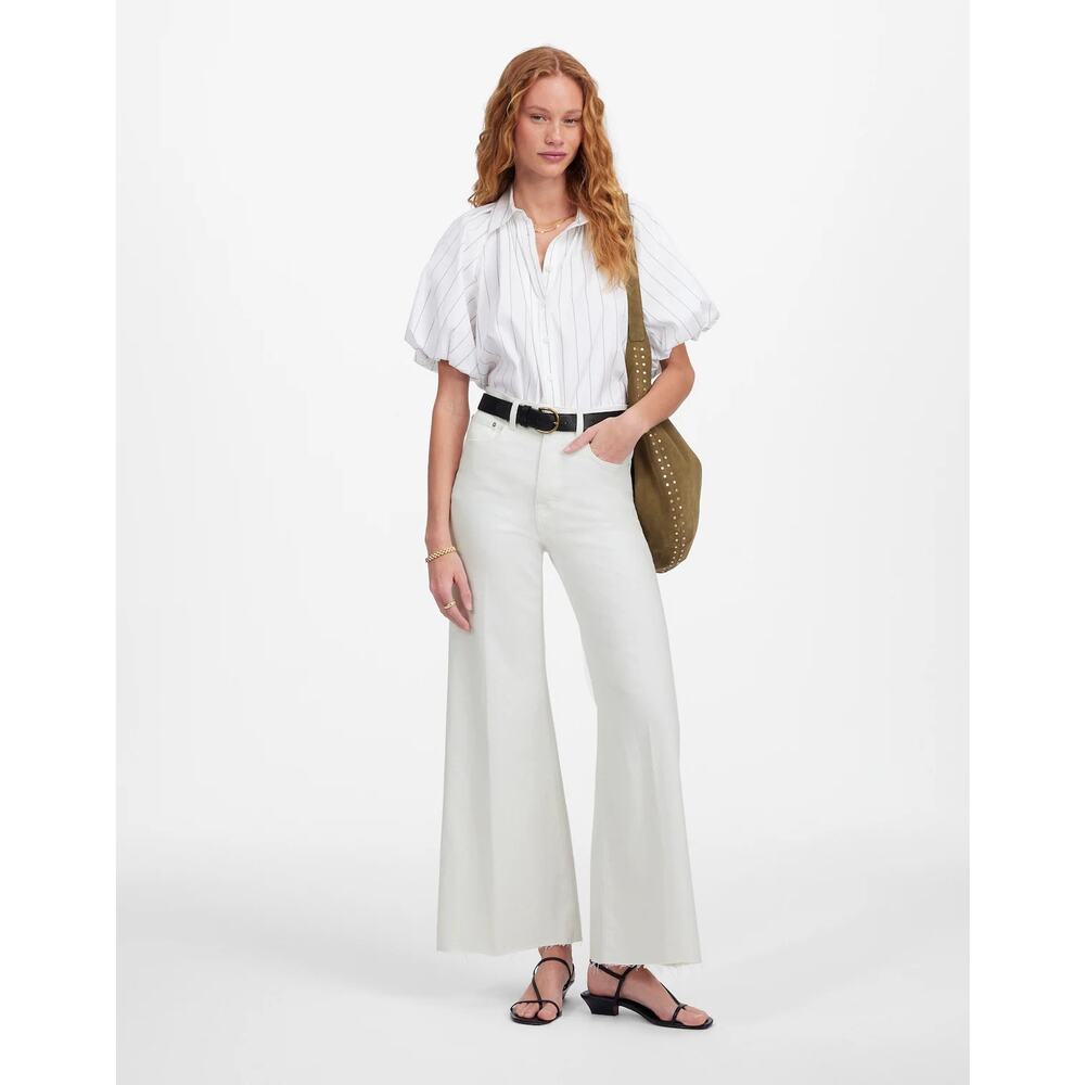 Madewell Women's Flared Wide-Leg Crop Jeans High Rise Pure White Size 27 NWT